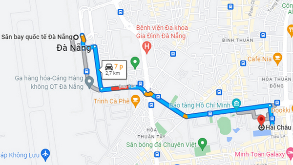 Thời gian từ sân bay Đà Nẵng đến trung tâm thành phố rất thuận lợi