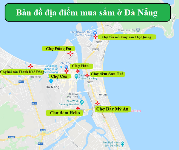 Bản đồ địa điểm mua sắm ở Đà Nẵng