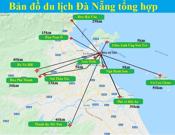 Bản đồ địa điểm du lịch Đà Nẵng nổi tiếng nhất