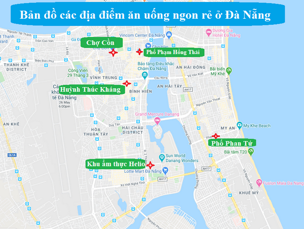 Bản đồ du lịch Đà Nẵng về các điểm ăn uống nhất 